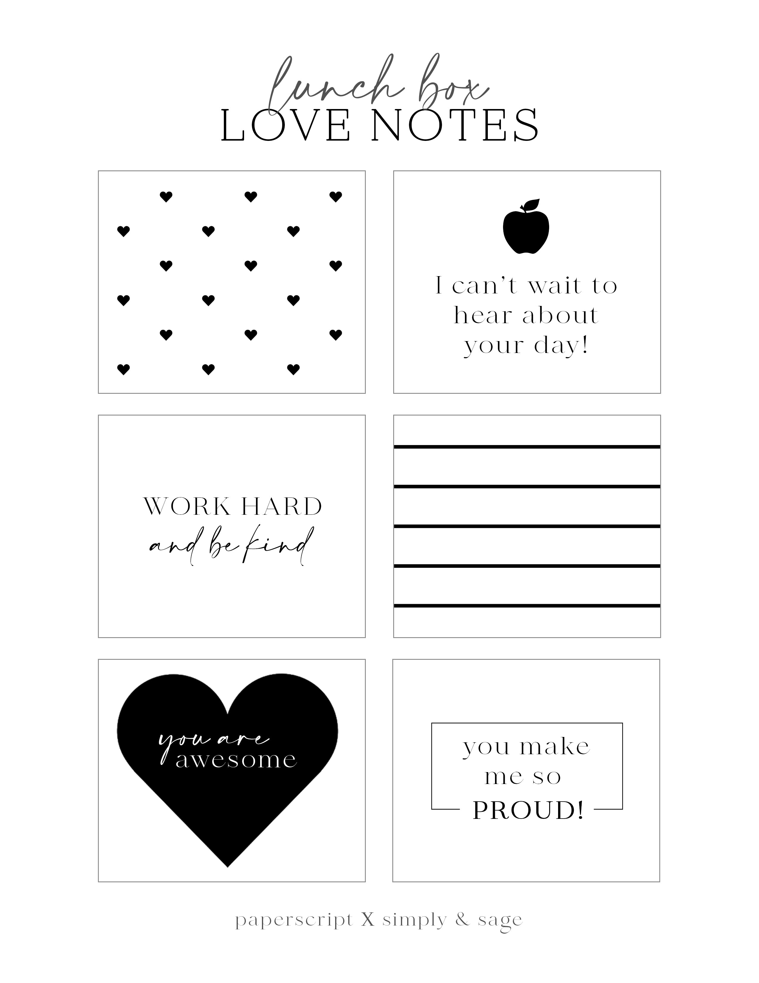 Lunch Box Love Notes | FREE Printable
