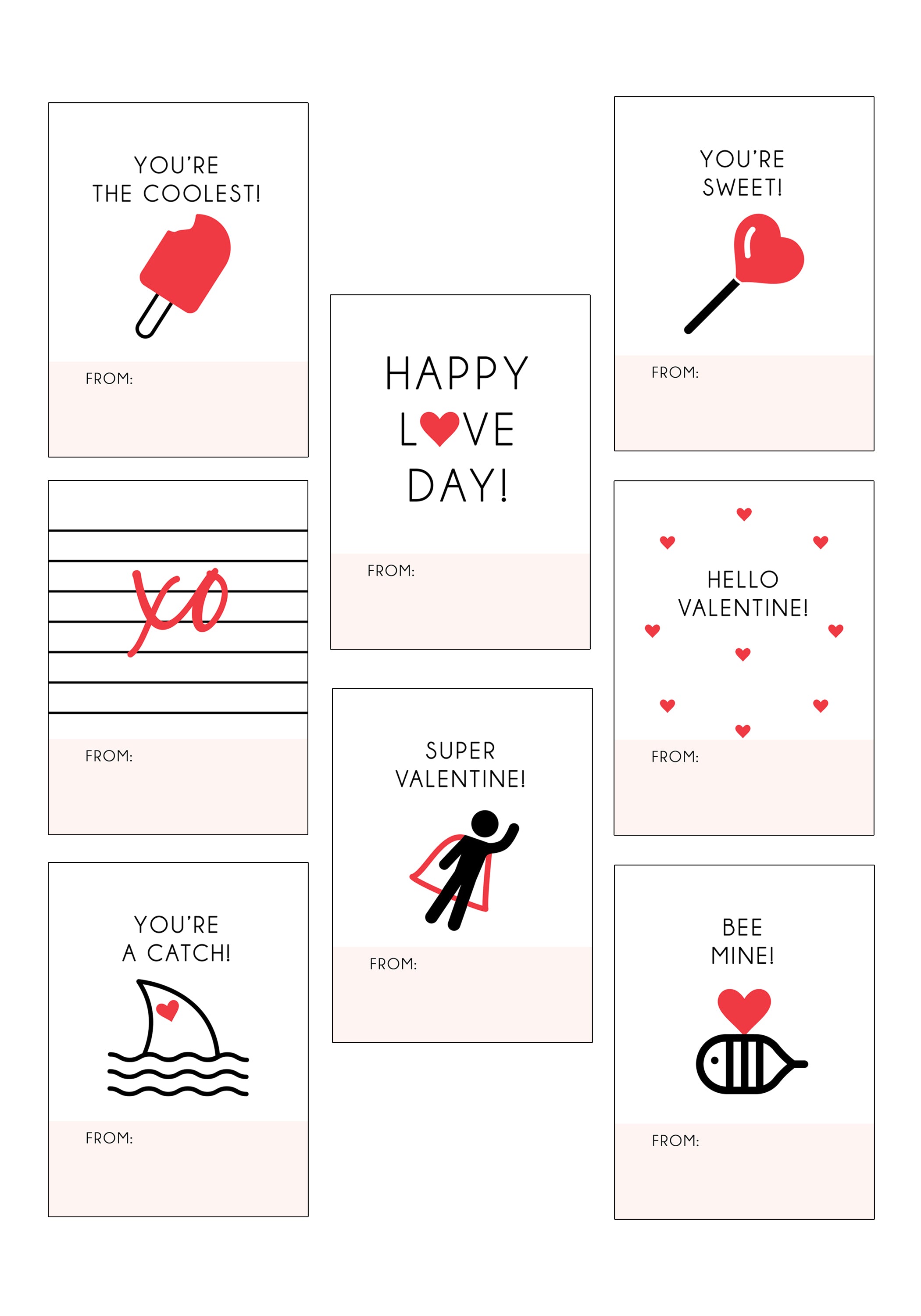 Classroom Valentine Set | Red & Pink Mini Cards