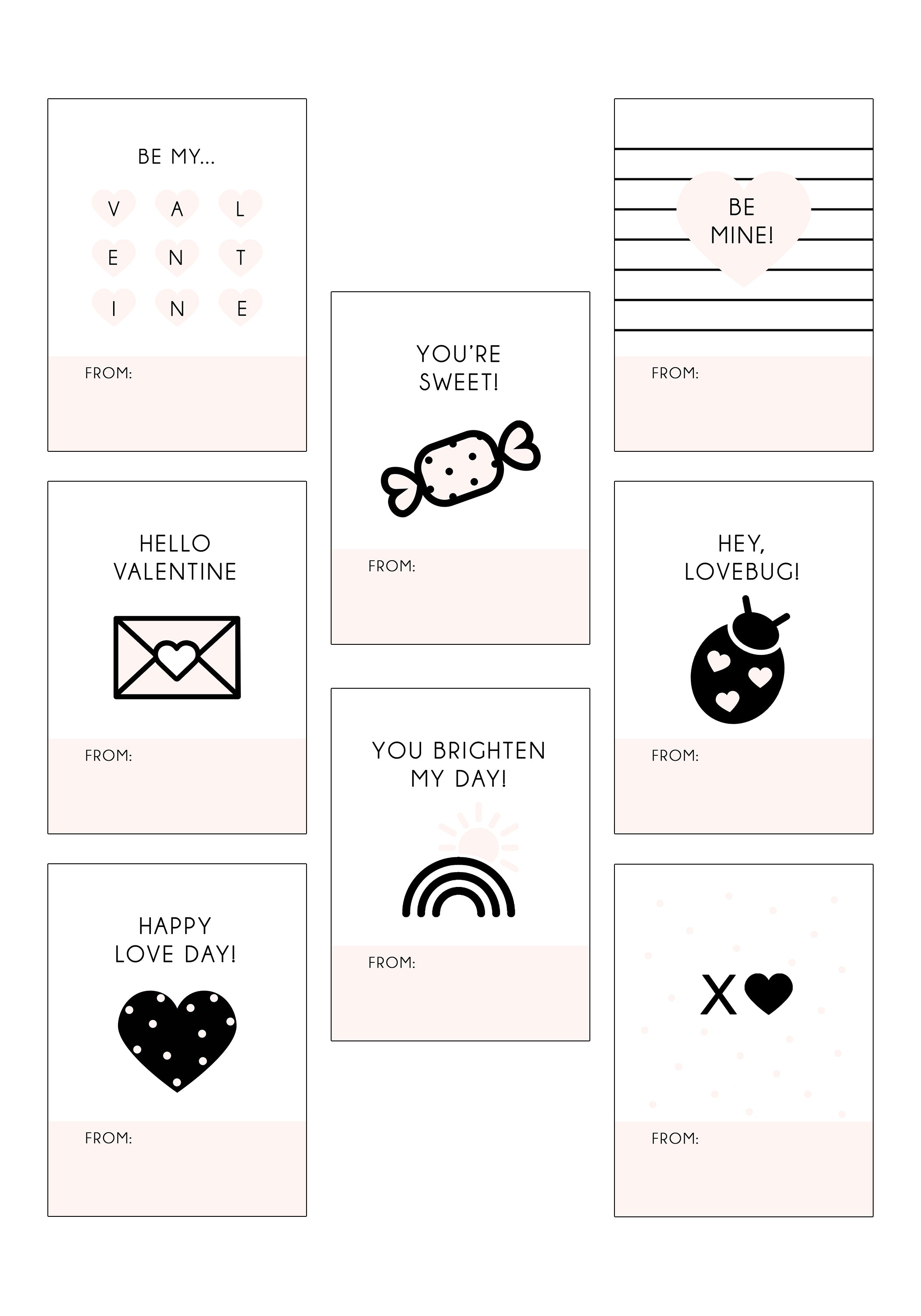 Classroom Valentine Set | Soft Pink Mini Cards